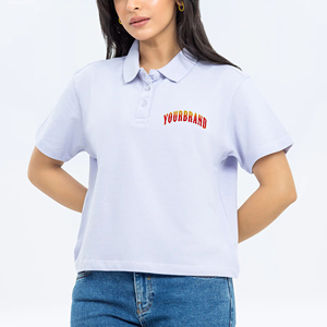 เสื้อโปโลผู้หญิงผ้าฝ้าย 100% คุณภาพสูง พิมพ์โลโก้ตามสั่ง ขายส่ง ระบายอากาศได้ดี ทรงปกติ เสื้อโปโลผู้หญิงสำหรับตีกอล์ฟแบบสั่งทำ - Product Image 1