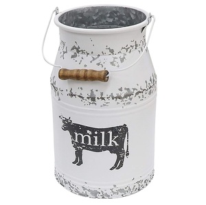 Vase à fleurs rustique tendance style ferme, bidon à lait vintage en métal galvanisé décoratif pour la décoration intérieure, taille personnalisable - Product Image 3