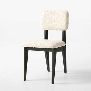 Silla de Comedor Moderna Tapizada con Asiento y Respaldo de Lana Suave, Patas de Madera Estilo Mid-Century, Muebles para el Hogar - Product Image 5