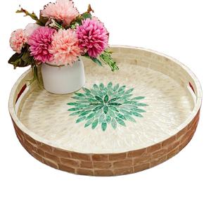 Modern Antiqued Wood Serving <b>Tray</b> with Mother of Pearl Custom Size for Home or Event Functional and Elegant <b>Tray</b> - Product Image 3