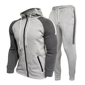 Gray Hooded Breathable Tracksuit Set Quick Dry Windproof Polyester/Nylon <b>Jacket</b> & Shorts with Front Logo for Autumn/<b>Winter</b> - Product Image 3