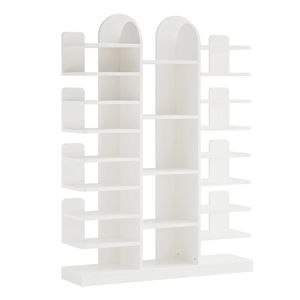 ชั้นวางรองเท้าไม้แบบอิสระพร้อมชั้นวางของแบบเปิดและขาตั้ง - Product Image 5