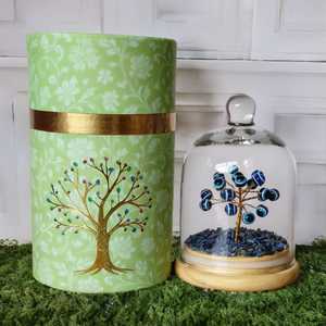 Dôme en cristal multicolore en forme d'arbre, décoratif, avec perles et pierres bleues, objet de décoration pour la maison - Product Image 1
