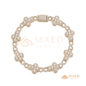 Pulsera de eslabones florales dorados con moissanita, cadena fina, joyería de moda para uso diario, estilo regalo, para compradores de Miami y Chicago - Product Image 4