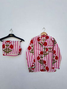 Conjunto de Pijama de Algodón para Mujer, Estampado Animal Digital Rosa, Cuello en V, Manga Larga, Suave, Lavable a Máquina, para Otoño y Verano - Product Image 2