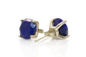 Pendientes de Plata de Ley S925 con Baño de Oro de 18K y Piedra de Lapislázuli Azul, Engaste de Garra, Joyería Fina para Mujer - Product Image 2