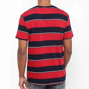 Camiseta Deportiva a Rayas con Cuello Redondo y Ribete en Amarillo y Azul, Estilo Casual, Totalmente Personalizable, en Oferta, para Hombre - Product Image 5