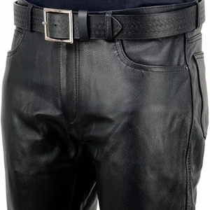 กางเกงยีนส์ผู้ชายทรงสลิมสีแดงสไตล์ไบค์เกอร์แบบวินเทจเคลือบแว็กซ์สำหรับผู้ใหญ่ - Product Image 1