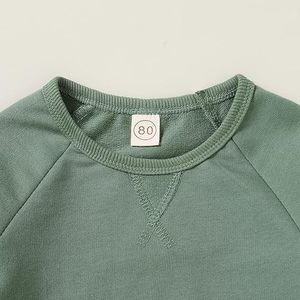 ชุดเสื้อผ้าเด็กแบบ unisex แขนยาว สีพื้น กางเกงขายาว ชุด 2 ชิ้น สำหรับฤดูหนาว ชุดเด็กวัยหัดเดิน ผ้าโพลีเอสเตอร์/ผ้าฝ้าย/ผ้าฟลีซ - Product Image 5