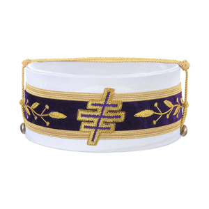 Past Most Eminent Grand Master Crown Cap Traditional White Ceremonial <b>Hat</b> <b>Purple</b> Velvet Cross Design <b>Purple</b> Velvet - Product Image 1