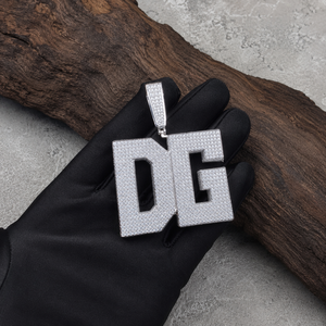 Custom Christian Hip Hop Letter DG Full Iced Out Micro Pave Moissanite <b>Silver</b> <b>Initial</b> Pendant <b>Necklace</b> Wholesale - Product Image 3