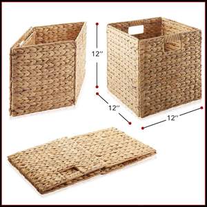 Organiseurs écologiques en jacinthe d'eau, paniers en osier pour la cuisine et la buanderie, paniers de rangement tissés, couleur naturelle ou personnalisée - Product Image 5