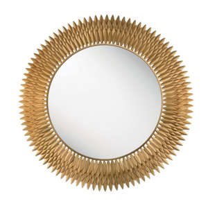 Miroir mural rond en métal doré fait main de luxe avec cadre ondulé en forme de soleil, décoration de salon pour hôtel et maison au prix le plus bas - Product Image 2