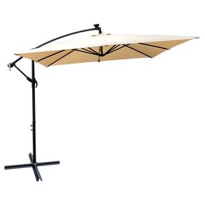 2.5X2.5M Vierkante Buitenterras Paraplu Zonne-Energie Led Verlichte Zonnescherm Markt Waterdicht 8 Ribben Crank Cross Base Voor Tuin - Product Image 5