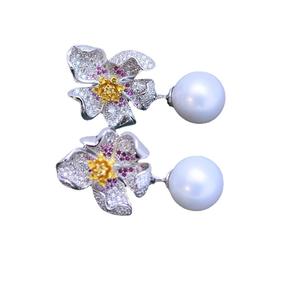 Pendientes Largos de Plata de Ley S925 para Mujer, Estilo Circular, con Perlas de Agua Dulce Blancas Redondas de 11-12 mm, Diseño Elegante con Luz Intensa - Product Image 5