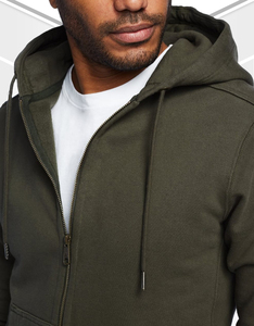Sudadera con capucha y cremallera para hombre, cómoda chaqueta de forro polar para hacer ejercicio, trotar y estilo urbano informal - Product Image 4