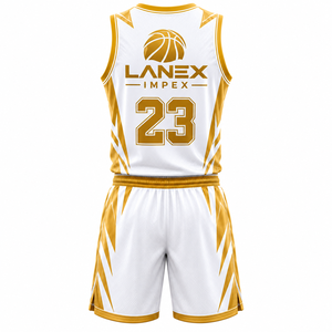 Custom <b>Gold</b> Basketball Jersey and Shorts Set for Men High Quality Breathable Athletic Uniform Personalized Team Names and <b>Number</b> - Product Image 3