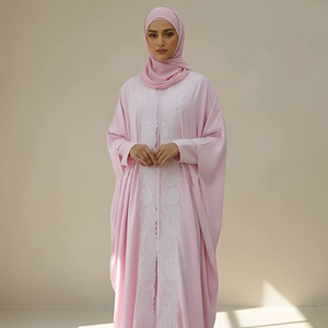 Abaya en coton évasée pour femme, manches longues, longueur ras du sol, coupe ample, respirante, séchage rapide, légère, décontractée, pour les fêtes - Product Image 1
