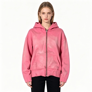 Womens Winter <b>Pink</b> Zip-Up Hoodie Jacket Oversized Fleece <b>Sweatshirt</b> with Kangaroo Pocket Front Logo Casual Streetwear - Product Image 1