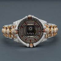 Montre de luxe VANA JEWELS avec boîtier en verre, bracelet en acier inoxydable bicolore or et argent, mouvement analogique mécanique, étanche 100 bars