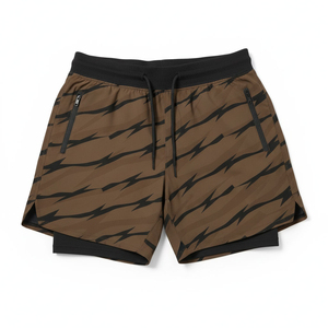 Shorts de Playa para Hombre, Color Marrón con Estampado Animal, de Secado Rápido, con Cordón Ajustable, Bolsillos, Cintura Media, Tejido de Spandex y Poliéster - Product Image 4