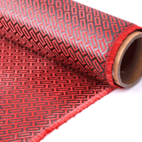Tissu en fibre de carbone rouge 3K 240GSM à motif chaîne rectangulaire pour garnitures intérieures automobiles et panneaux composites décoratifs