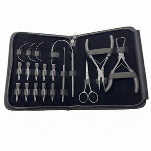 Kit professionnel pour salon de coiffure : Outils pour extensions de cheveux cousues à la main, micro-anneaux, perles, pinces ouvre-fermeurs, boucles en acier inoxydable - Product Image 1