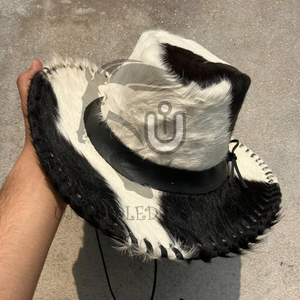 2026 New Cowhide Leather Cowboy <b>Hat</b> Handmade <b>Western</b> Style Hair-on-Hide - Product Image 6