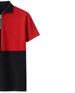 Polo à demi-zip pour homme, noir, rouge, gris, color block, manches courtes, haut décontracté, pour la vente en gros, fabricant sur mesure, qualité export OE - Product Image 3