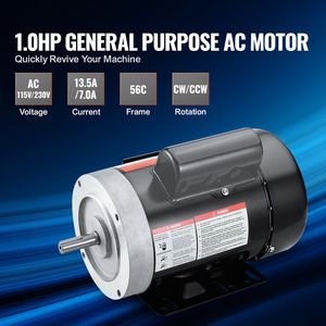 Motore AC Monofase 1HP 3450 Giri/min 115V/230V Telaio 56C Albero Scanalato da 5/8'' Rotazione CW/CCW per Compressore d'Aria - Product Image 6