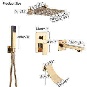 Ensemble <span class=keywords><strong>de</strong></span> douche pluie noir mat 10/12/<span class=keywords><strong>16</strong></span> pouces avec douchette à main, mitigeur <span class=keywords><strong>de</strong></span> baignoire pour projets hôteliers, vente en gros OEM - Product Image 6