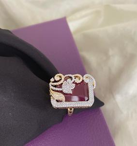 แหวนทองเหลืองประดับเพทายสไตล์อเมริกัน ดีไซน์น่ารัก ประดับด้วยหินวิบวับ สำหรับผู้หญิงและเด็กผู้หญิง เหมาะสำหรับงานแต่งงาน โอกาสพิเศษ และเป็นของขวัญ - Product Image 2