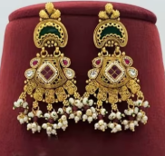 Conjunto de Collar Largo y Pendientes de Diseño Clásico de Primera Calidad en Latón con Acabado Dorado Mate para Bodas y Fiestas para Mujer - Product Image 2