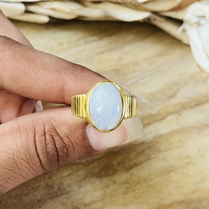 Trend Latest Design Moonstone <b>Rings</b> Tribal Brass <b>Ring</b> For Women 18k <b>Gold</b> Plated Geometric <b>Cocktail</b> <b>Ring</b> for Wholesale/OEM/ODM - Product Image 4