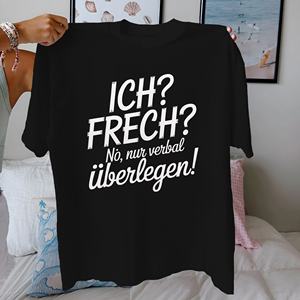 Camiseta cómoda de algodón puro para mujer de superioridad verbal con cita alemana divertida - Product Image 1