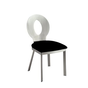 Set di 2 Sedie da Pranzo Contemporanee con Telaio in Metallo Argento, Seduta in Microfibra Nera, Schienale Ovale, Finitura Satinata e Verniciatura a Polvere per Sala da Pranzo - Product Image 2