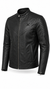 Veste de moto en cuir moderne pour café-récréation |   Vert Forêt Charbon Noir |   Fabricant OEM ODM |   Qualité de conception haut de gamme | Vêtements de course - Product Image 3