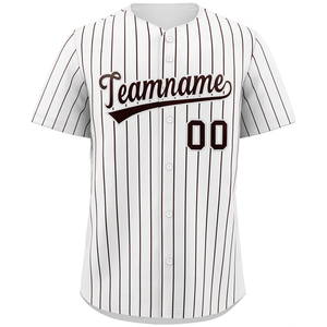 Maillot de softball personnalisé pour homme, blanc à rayures fines, manches courtes, boutons sur le devant, polyester respirant, impression personnalisée du nom de l'équipe - Product Image 3