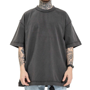 T-shirt Homme Oversize Violet Tendance Manches Courtes Col Rond Couleur Unie Décontracté en Coton Tricoté – Coupe Ajustée et Prix Bas - Product Image 2
