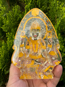 Statue de Lakshmi en quartz clair sculptée à la main, peinte à la main, déesse hindoue de la richesse et de la prospérité, cristal Puja, décoration d'intérieur, vente en gros - Product Image 5