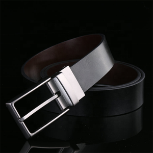 Cinturón Formal de Cuero Genuino, Color Negro Sólido, Hebilla de Acero, Diseño Rectangular de una Sola Pieza, Cinturón de Vestir Duradero para Hombre - Product Image 4