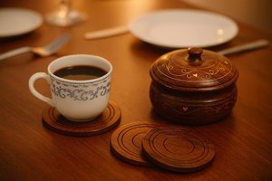 Wood <b>Coaster</b> Round Shape Simple and Classy Acacia Wooden <b>Drink</b> <b>Coasters</b> in Dark Brown - Product Image 6