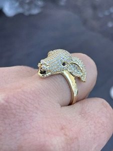 <b>Iced</b> Out GOAT Hip Hop <b>Ring</b> for Men 14k Yellow Gold Plated 925 Sterling Silver Moissanite Diamond Bling Statement Jewelry - Product Image 3