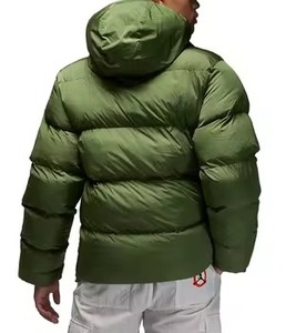 Veste matelassée à capuche verte pour homme, rembourrée de duvet, coupe-vent, fermeture éclair, vêtement d'hiver décontracté, couleur unie, coupe régulière - Product Image 2