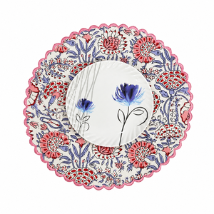Mantel individual cuadrado de lino de lujo con bordado festoneado y estampado en bloque, fácil de cuidar, lavable a máquina, ecológico para cocina. - Product Image 1
