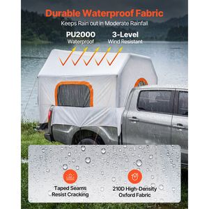 Tente gonflable pour pick-up 7,2x5,4 pieds, abri de camping 3 saisons avec fenêtres en maille ventilée et imperméabilisation PU2000mm - Product Image 5
