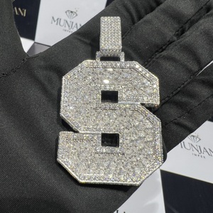 Colgante Personalizado con Letra Inicial S en Plata de Ley 925, Estilo Hip Hop, Corte Marquise, Certificado IGI - Product Image 5