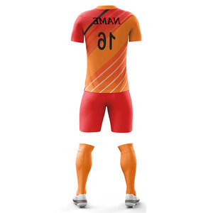 Tenues de football toutes saisons pour l'été – Kits complets en polyester/spandex haute extensibilité, maillot à manches courtes et short tricoté - Product Image 5