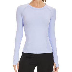 Camiseta de Yoga de Alta Calidad para Mujer, Color Sólido, Moda, Manga Larga, Transpirable, Ropa Deportiva para Correr, Camiseta de Yoga - Product Image 1