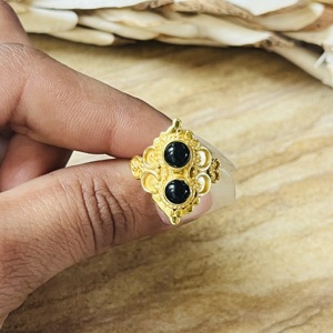 Unique Design Black Onyx Boho Silver Eye Jewelry Women 18k Gold Plated Tribal <b>Statement</b> Finger <b>Ring</b> Wholesale/OEM/ODM - Product Image 2